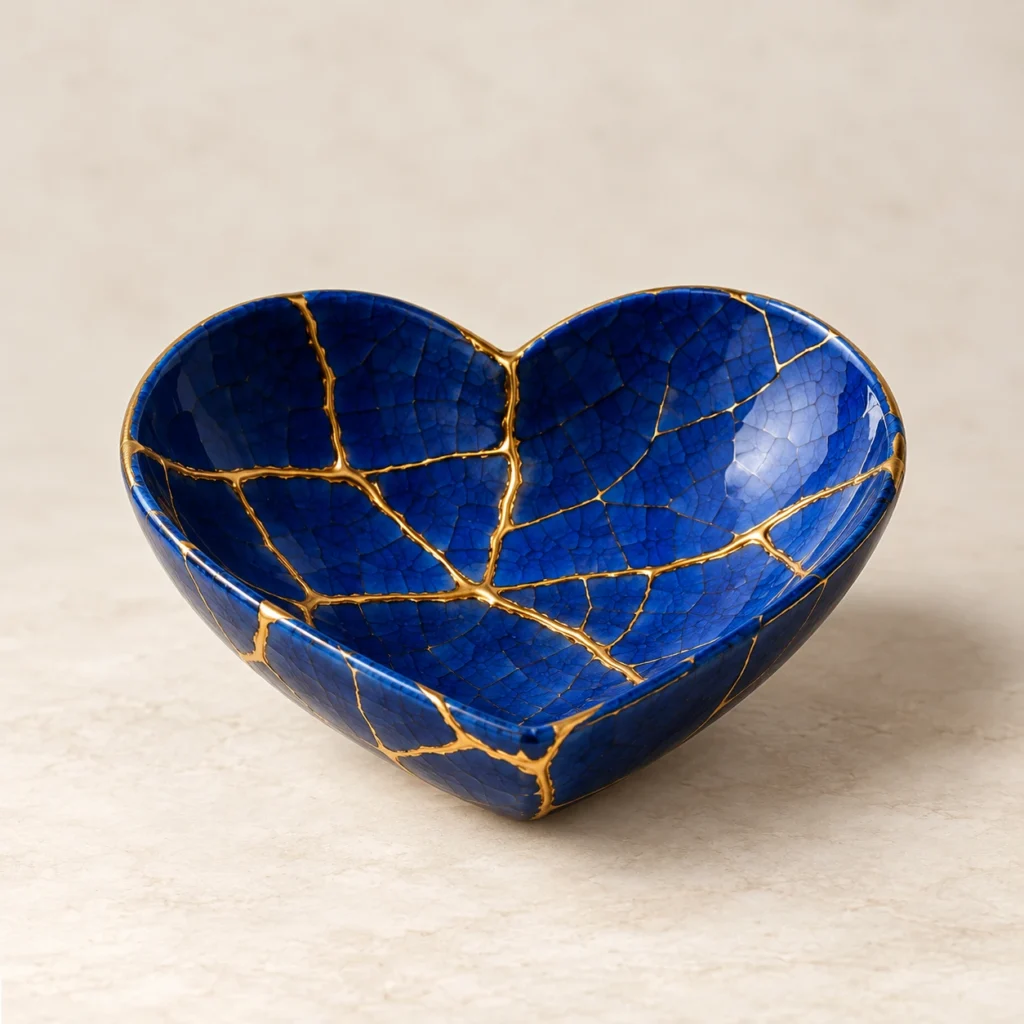 Cobalt heart bowl